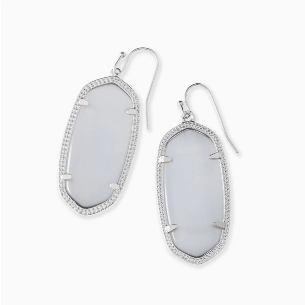 Elle Silver Drop Earrings in Slate Cats Eye